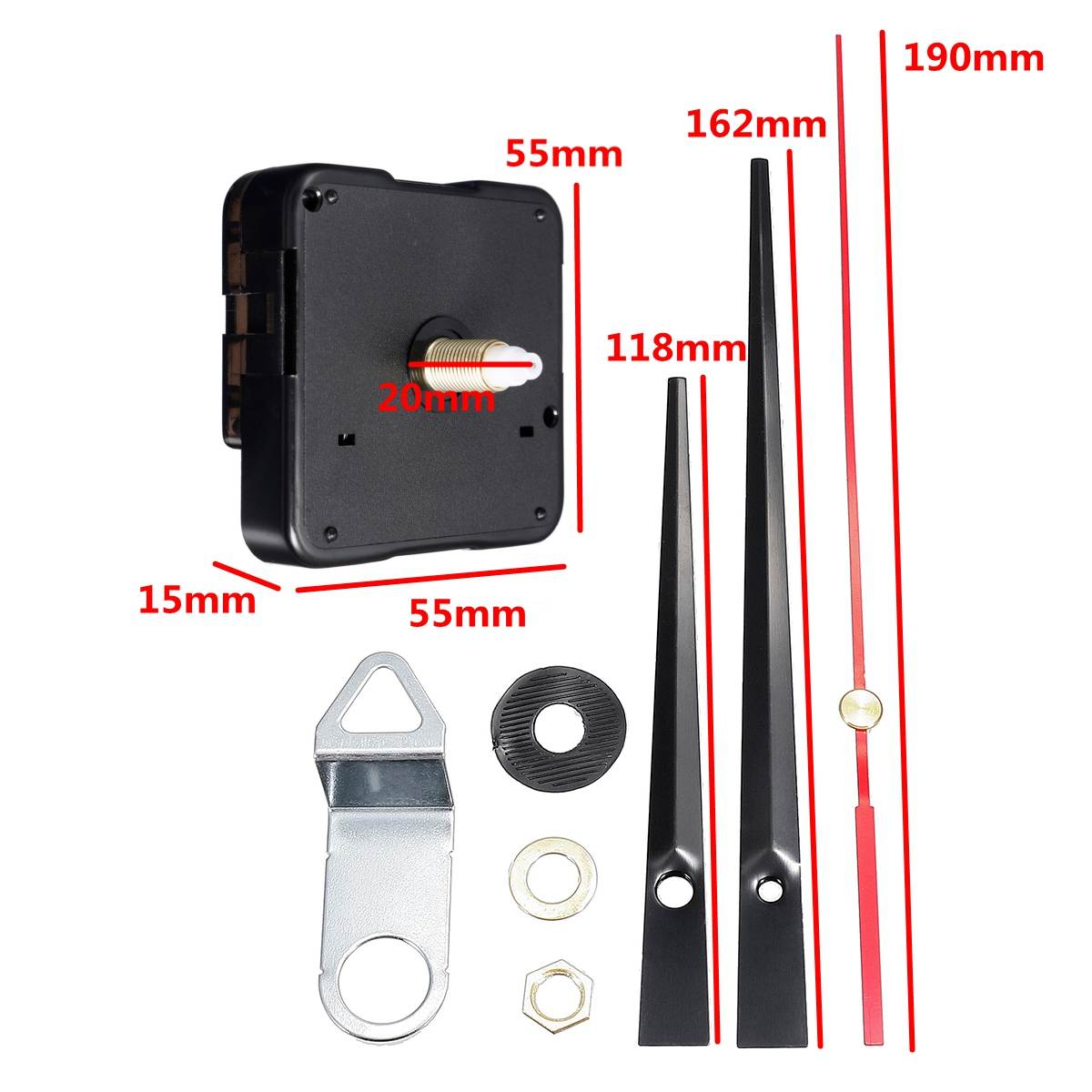 20mm Quartz Silent Clock Movement Mechanism Module DIY Uur Minuut Tweede Zonder Batterij