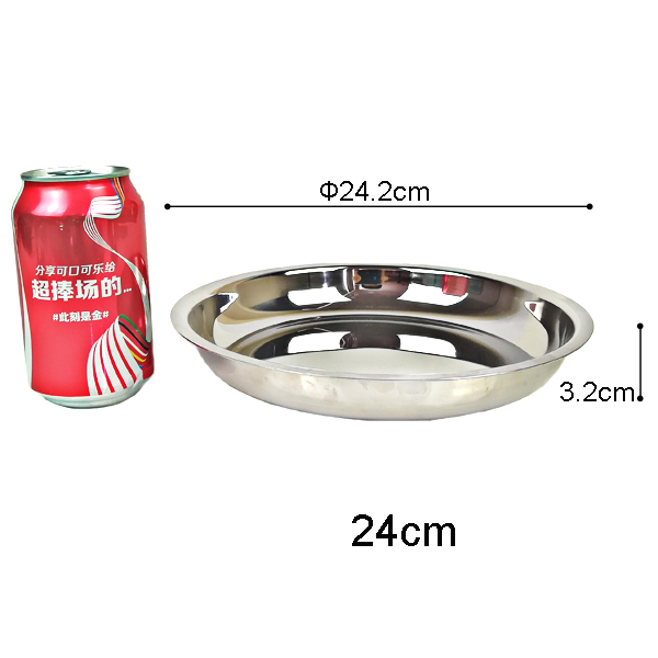 Ruostumaton teräs steriili levy ei-magneettinen ruostumaton teräs suora puoli monikäyttöinen syvä levy paksunnettu aseptinen syvä astia: 24cm