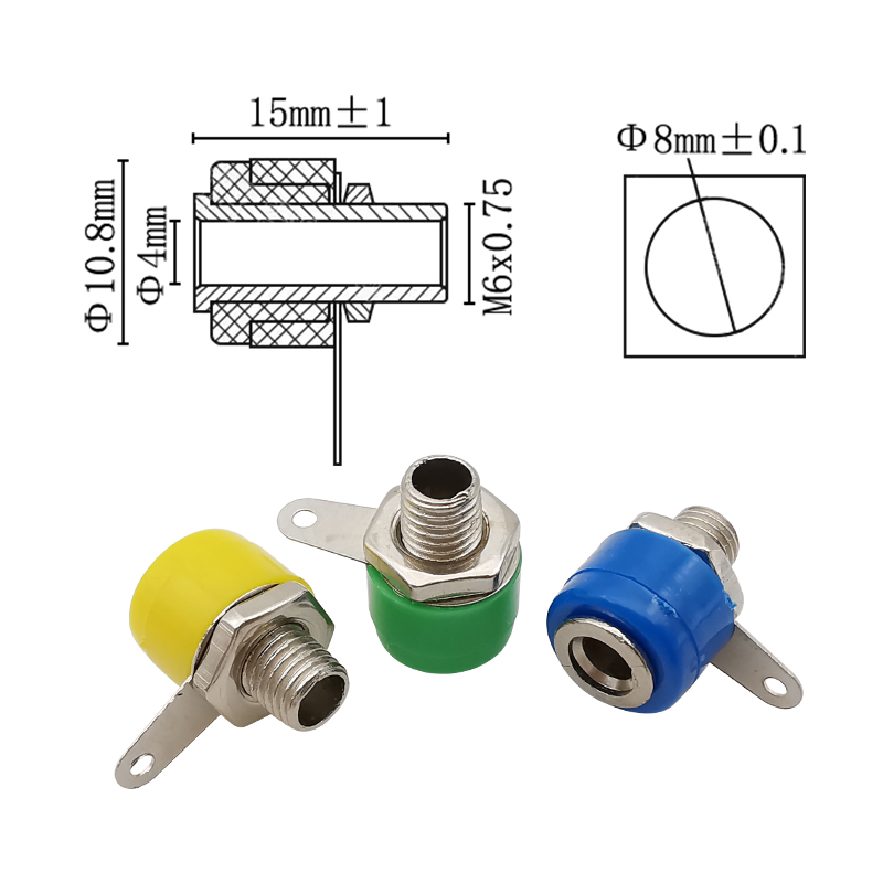 25 Stücke 5 Farbe 4mm Bananenbindung Post Prüfung Stecker 4mm Bananen Buchse Stecker Jack Adapter DIY verrotten Schwarz Grün Gelb Blau
