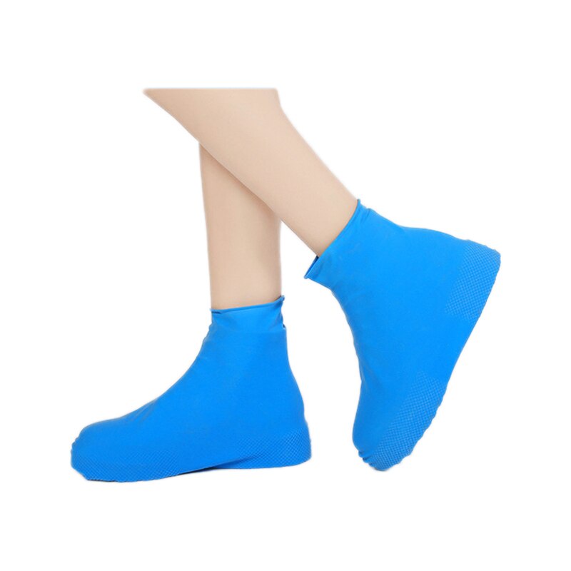 Reusable Outdoor Waterproof Rain Shoe Cover Rubber Anti Slip Rain Boot Overshoes Raincoat Silicone Insoles Shoes Camping Tools: blue / 40