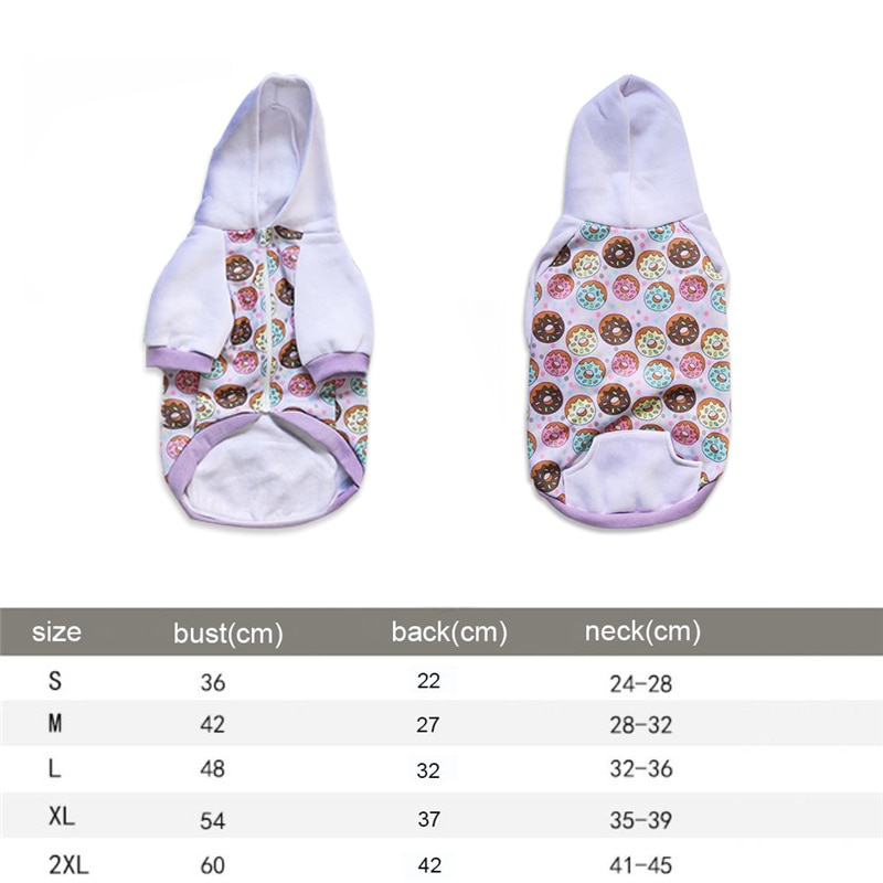 Franse bulldog hondenjas winter donut patroon puppy hondenkleding winter paarse katoenen rits chihuahua kerst hondenkleding