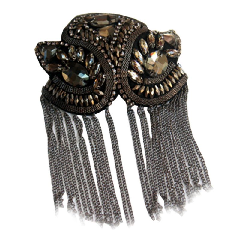 Femmes enfants à la main épaule Badge strass perlé métal glands épaulettes L4ME