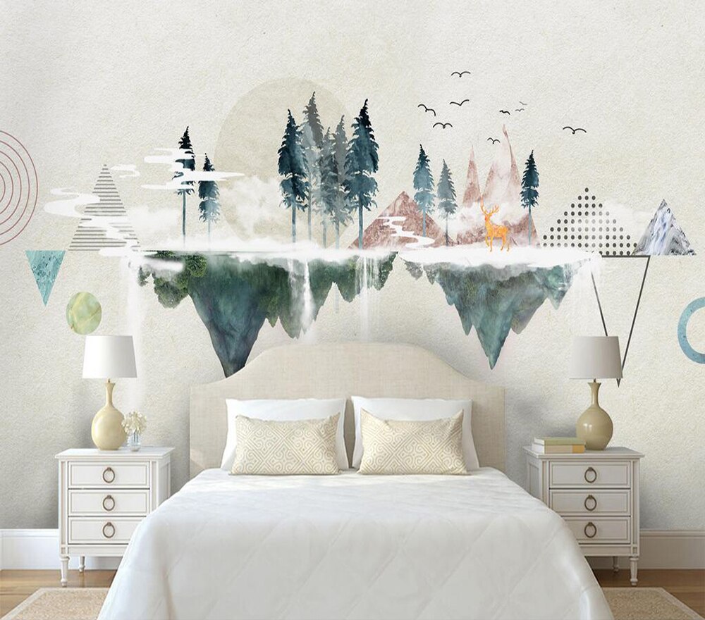 Decoratieve behang Moderne eenvoudige geometrische abstract landschap achtergrond muurschildering
