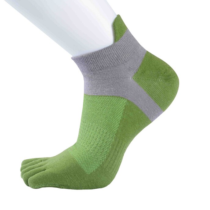 Taobo 10 par stribet afslappet, åndbar, svedabsorberende fem-toed mandlige bådsokker mesh meias sport, der løber fem fingertå sokker: Grøn