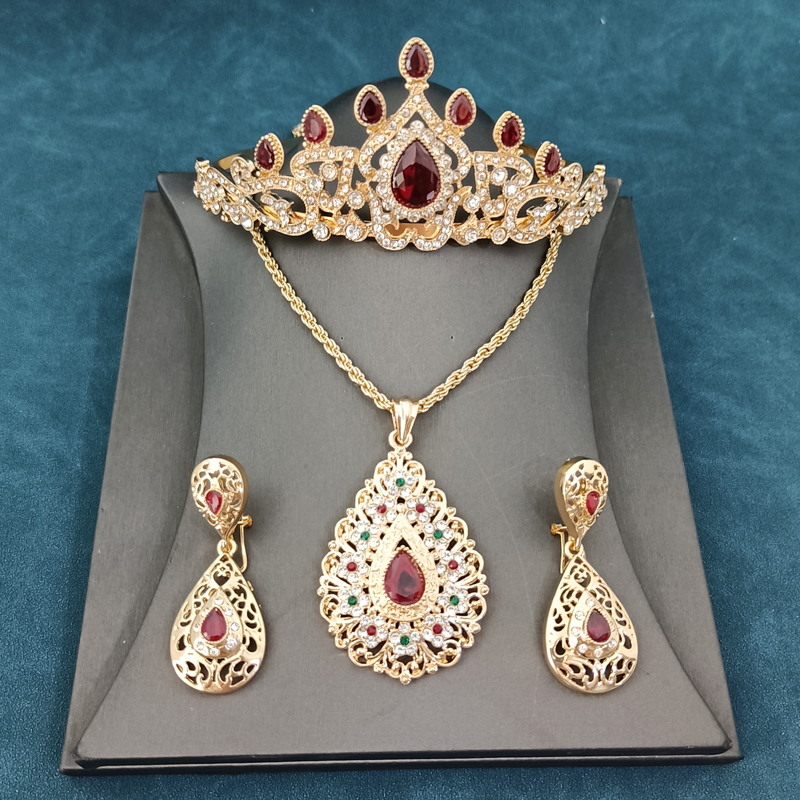 Set di gioielli da sposa arabi, catena in vita dorata, orecchini, collane, Set di copricapo da donna con catena in vita marocchina: Hair Jewelry 3