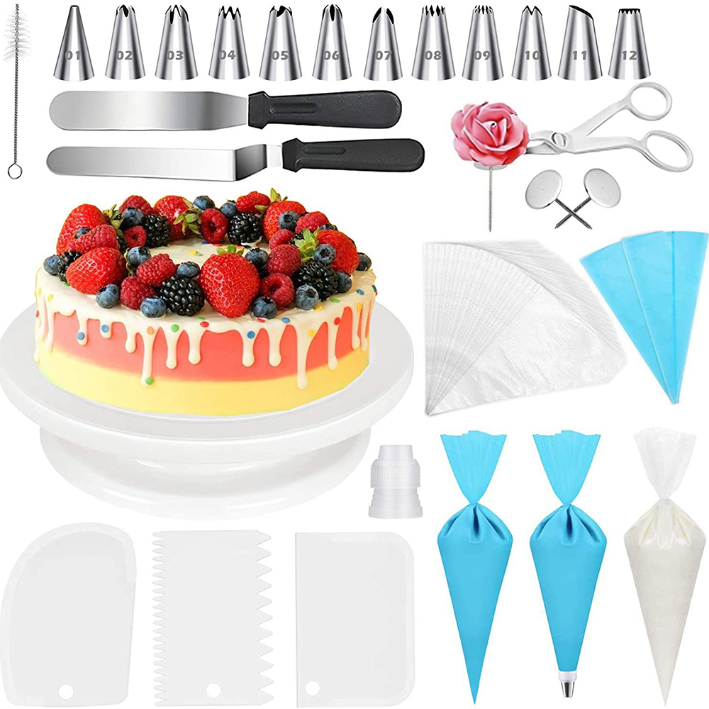 Cake Stand Turntable Rotating Base Cake Plastic Dough Knife Decorating 11 Inch Cream Cakes Stand set Cake Rotary Turntable tool: Type 04 75pcs