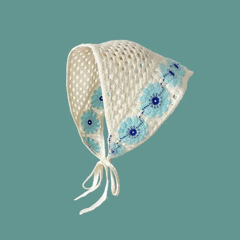Blanc tissé dentelle florale cheveux écharpe enveloppes femmes rétro Triangle foulard chapeau voyage dentelle cheveux écharpe bandeau cheveux accessoires: MULTI