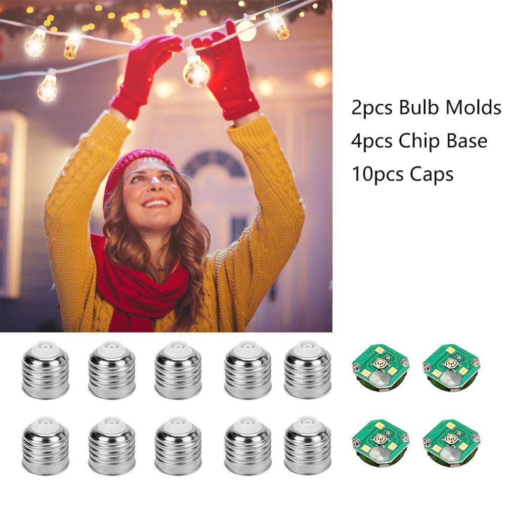 Outdoor Home Decoration DIY LED Epoxy Resin Lamp Kit for 2PCS Light Bulb Silicone Molds 10PCS Caps 4PCS Chip Base No Battery: 1 set