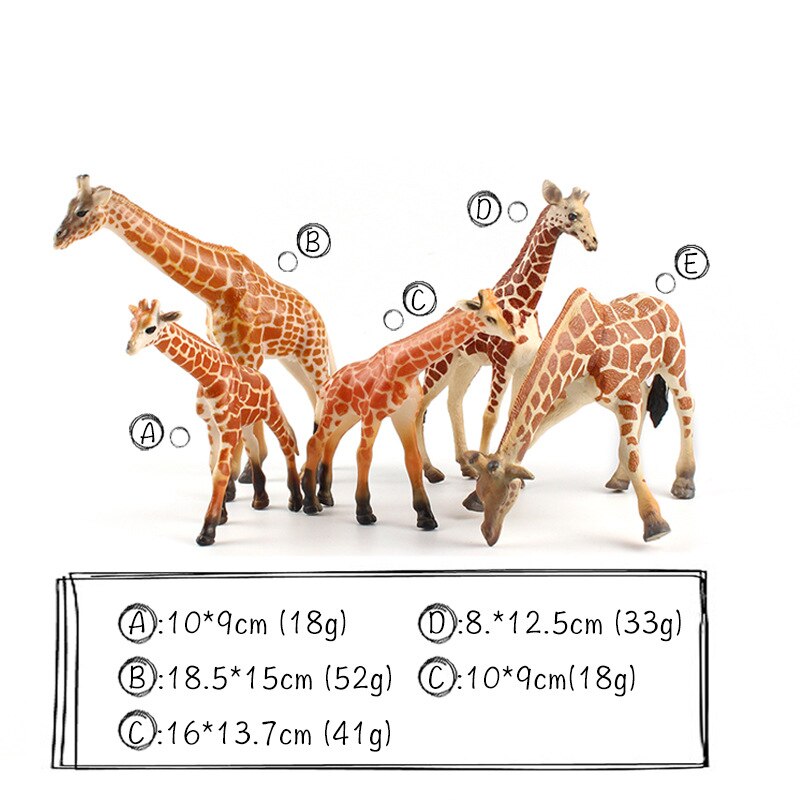 YUC Animal Toy Zoo Set Simulation Figurines Model Wild Lion Tiger Wolf Action Figure Farm Poultry Horse Cow Pig Educational: Giraffe