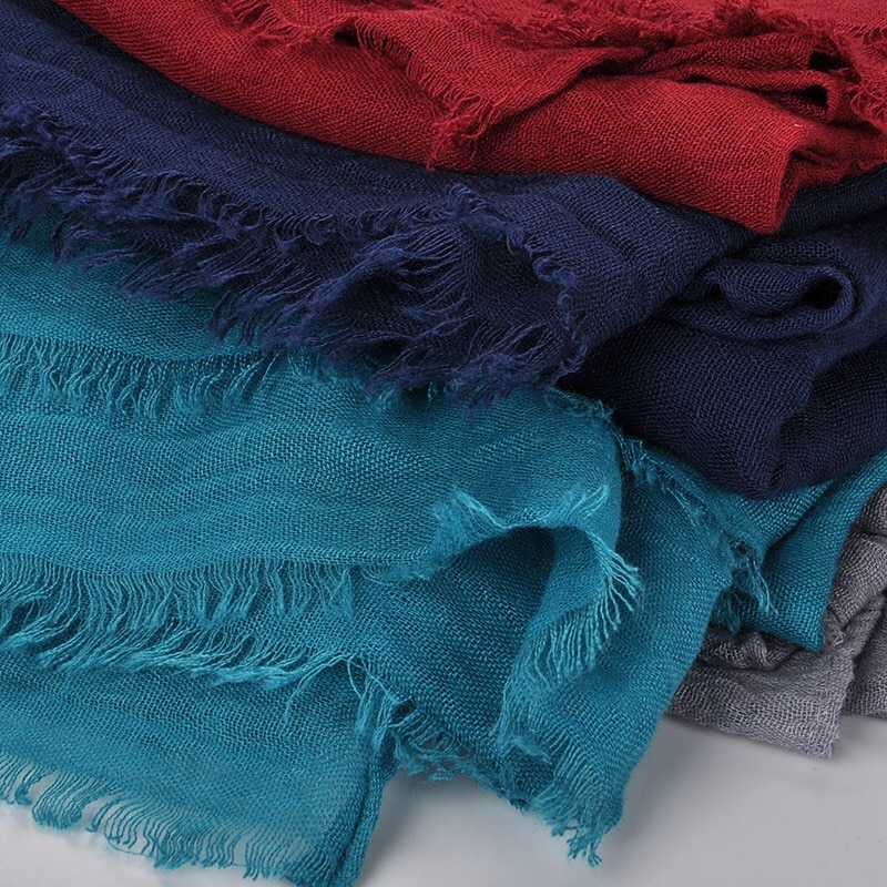 Bufanda mujer hijab Chiffon chal chal musulmán árabe pelo cabeza bufanda borla retro arruga patrón Poncho 180x90cm