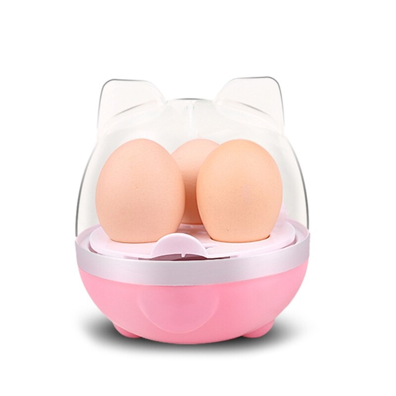 Elektrisk hardkokt egg komfyr bærbart hurtigkjøkken 3 stk egg dampkoker  a0nc: Rosa