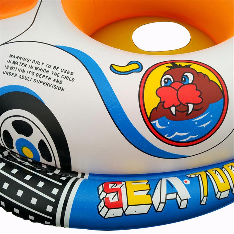 Children's Swimming Ring Cartoon Car Boat Inflatable Thickening with Direction Seat Boat Float Motorboat Harmless PVC Plastic To