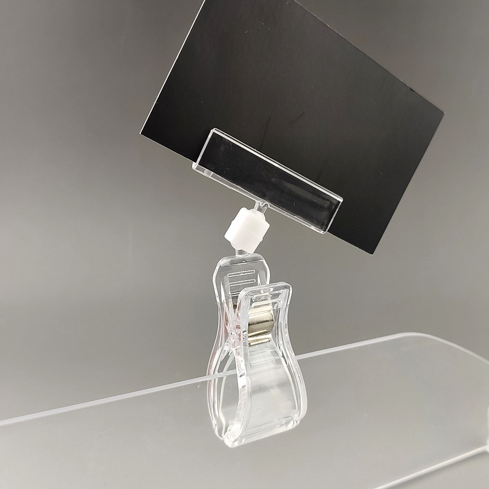 Klar pop plast skilt papir kort display pris label tag skilte clips holdere i supermarked forhandler 20 stk
