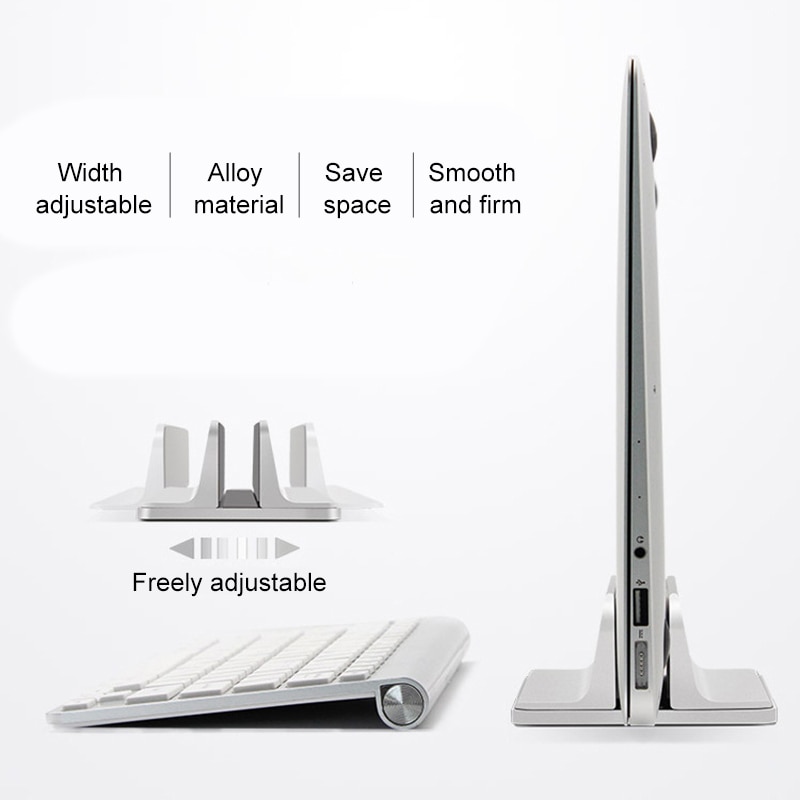 Vertical Laptop Stand Holder For Macbook Air Pro 13 15 Aluminum Desktop Stand With Adjustable Dock Size For Surface Chromebook