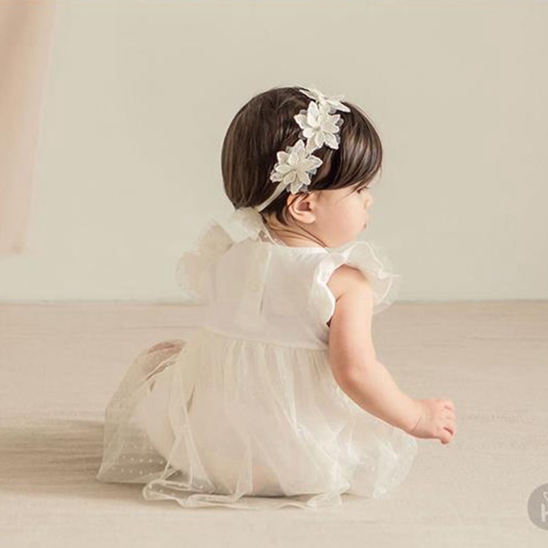 Diadema de flores para niña recién nacida, diadema para el pelo de princesa, tocado de infantil, accesorios para fotos, , lazo de encaje para el pelo