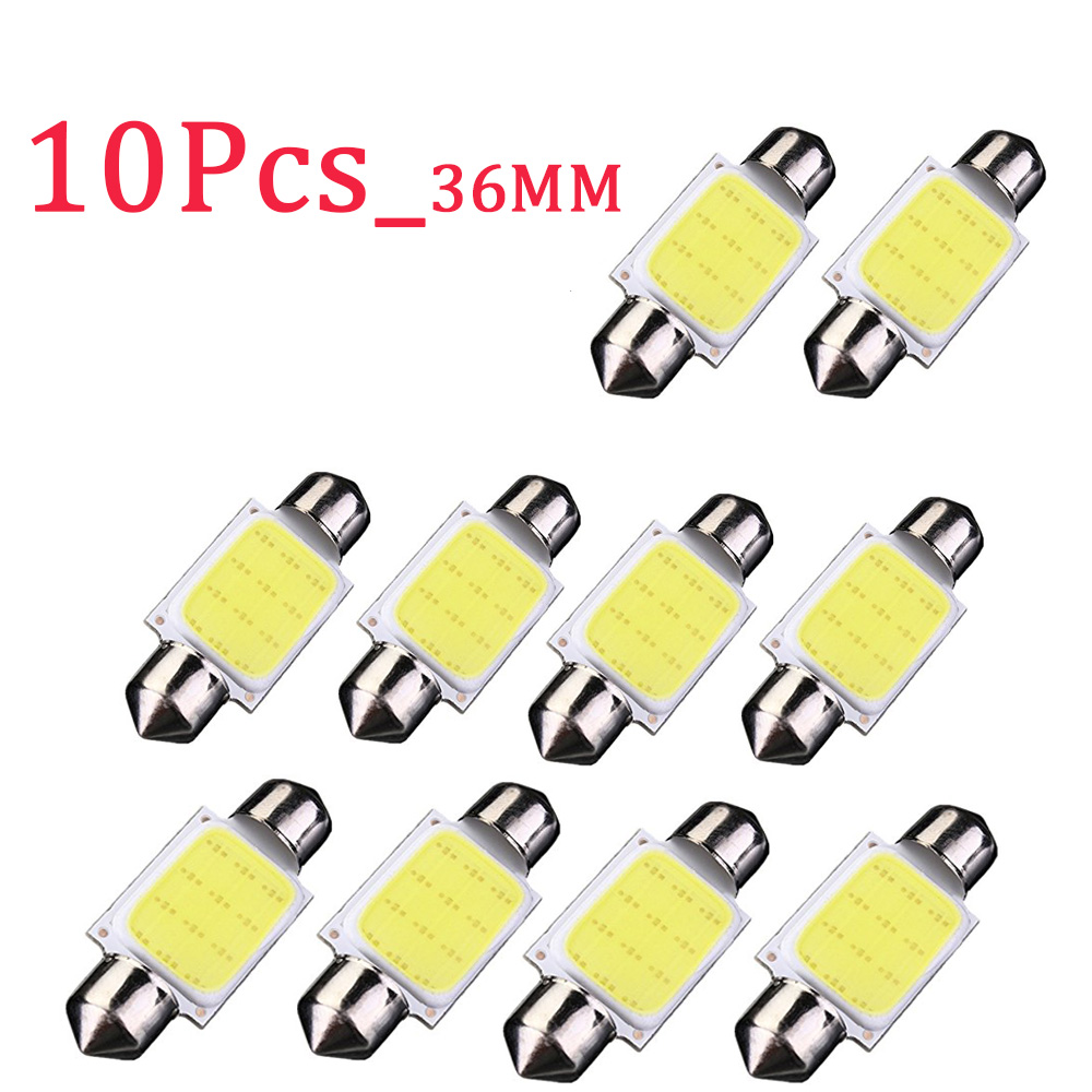 10 unids/lote blanco COB C5W bombillas LED 12V 24V coche Auto adorno cúpula luces LED interiores lámpara techo bombilla de lectura 31mm 36mm 39mm 41mm: Negro / Azul oscuro