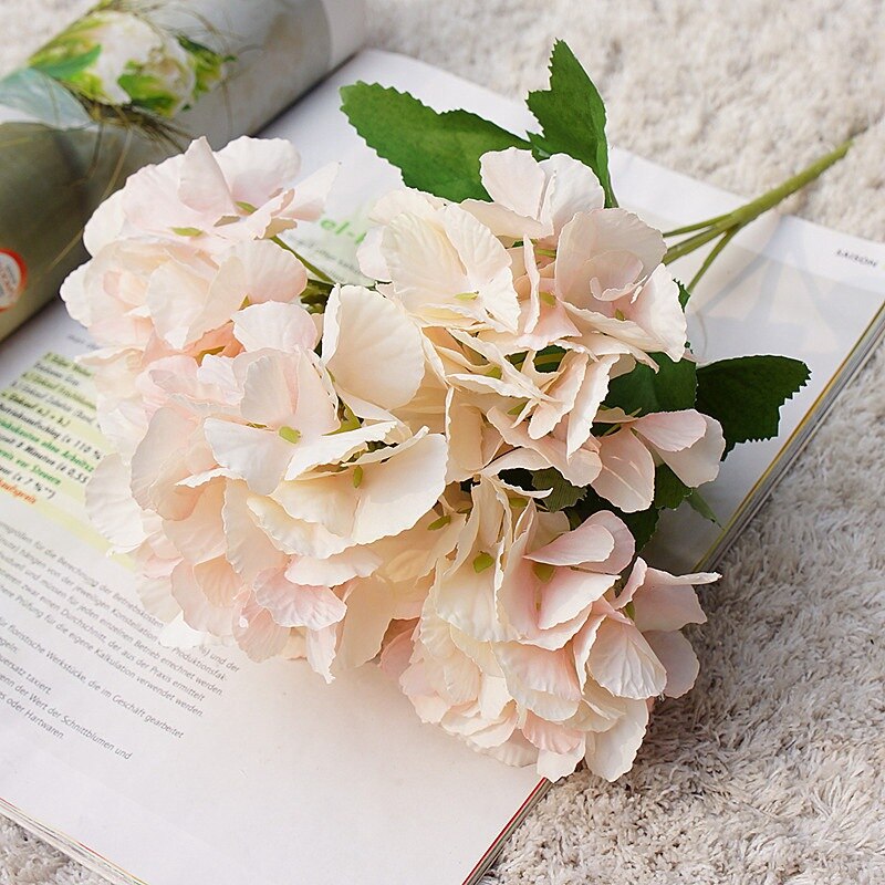 5 gaffel/bundt hortensia bryllup brude tilbehør oprydning blomster væg dekorative blomster kunstige planter vaser til hjemmet: 2