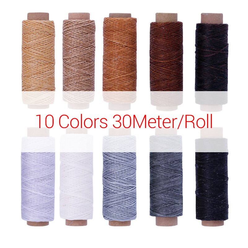 24/10Colors Flat Waxed Thread 50/30M Leather Sewing Thread DIY Hand Work Leather Thread Set For Leather Wallet Bag Shoes Repair