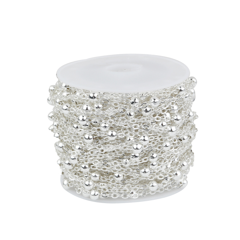 10 metros/rollo de cadena cruzada con cuentas de Metal, cuentas de 4mm, cadenas planas O para hacer joyería DIY, collares, pulseras, tobilleras, accesorios: Gris