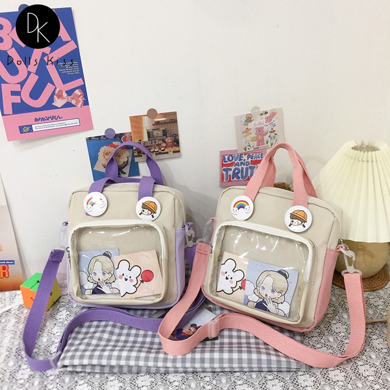 Itabag Nylon Vierkante Japanse Stijl Dames Transparante Zak Lolita Meisje Transparant Pvc Ita Tas Een-Schouder Itabag Draagtas grote