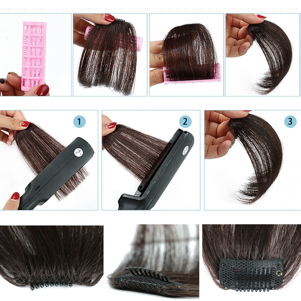 Fluffy Air Bangs Pretty Girls Hair Extension Synthetic Straight Hairpiece Clip In Front Hair Bangs Heat Resistant