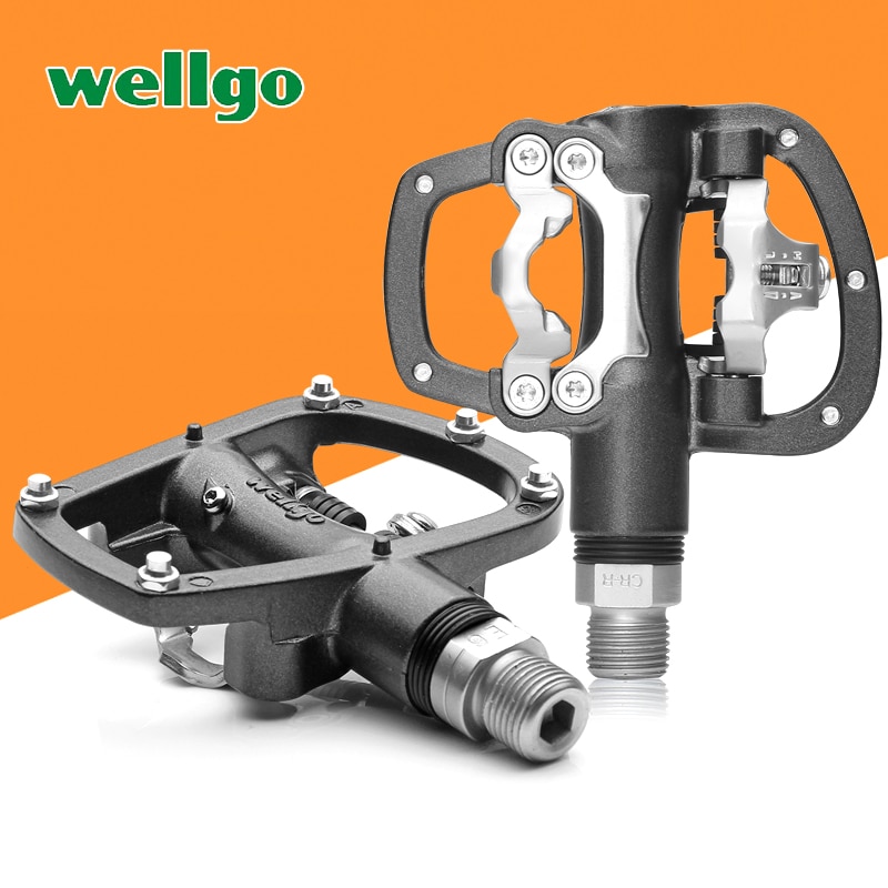 Wellgo R120B MTB Mountain road Bike Clipless Pedals With Cleats SPD Compatible Bicycle Aluminum alloy self-locking pedal