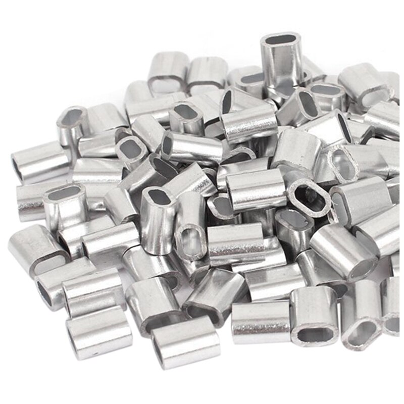 100 stk 1/16- tommer wire reb aluminium ærmer klip fittings kabel krymper & 100 stk 2.5mm