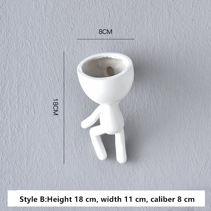 Boom Man Bloempot Plantenbakken Voor Planten Nordic Plant Pot Muur Moderne Pot Plant Muur Potten Muur Bloempot Leuke wit Planter: White B