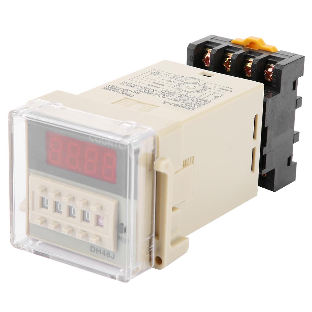 DH48J-11A 11-Pin Digital Counter Relay LED Display Counting Relay 1-999900 220VAC Counters