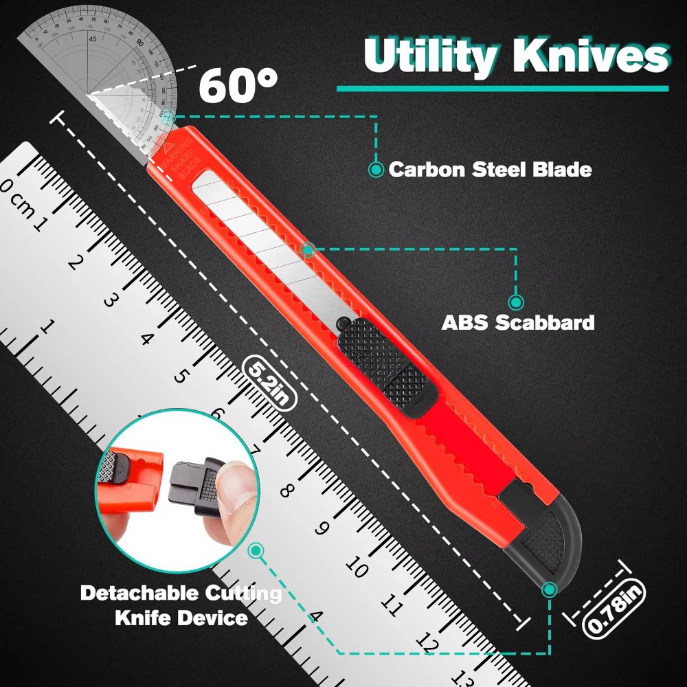 42/30/18/10 Pack Box Cutter, 9 mm Allzweckmesser mit Schnappklinge, Rasiermesser mit selbstsicherndem
