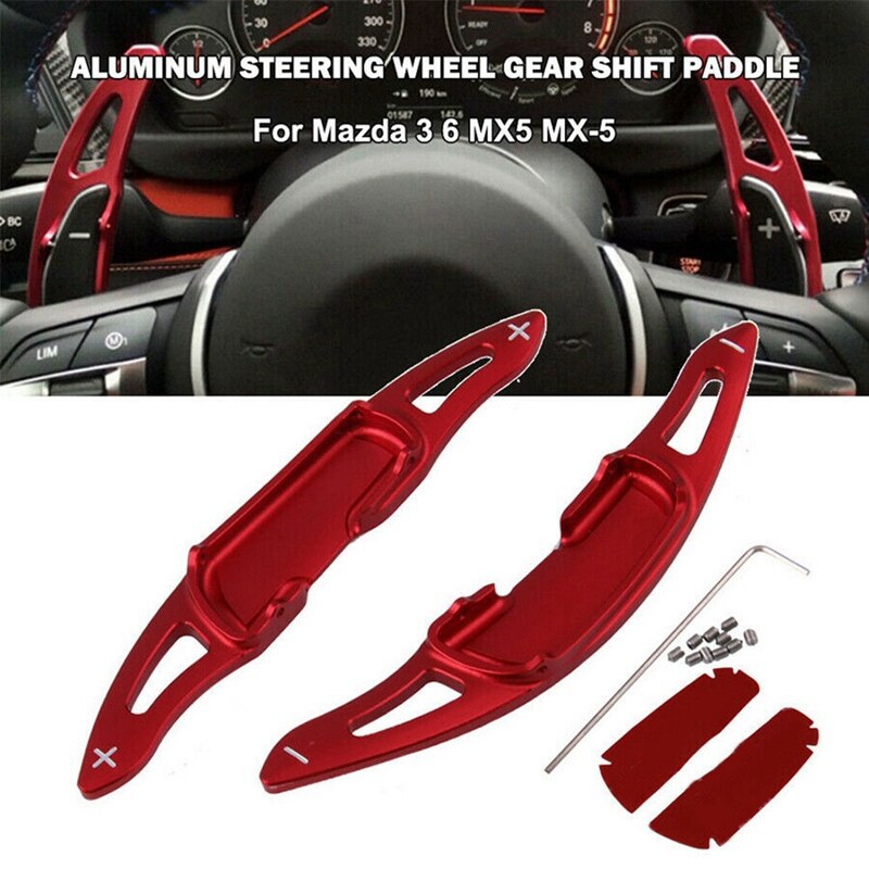 Extensions De Palettes Au Volant Pour Mazda - Alliage Aluminium Rouge, Compatible 3, 6, CX-3, CX-5, MX-5, Atenza, Axela