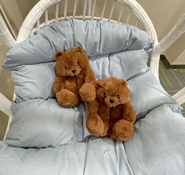 Pantoufles ours en peluche pour femmes et enfants, directe