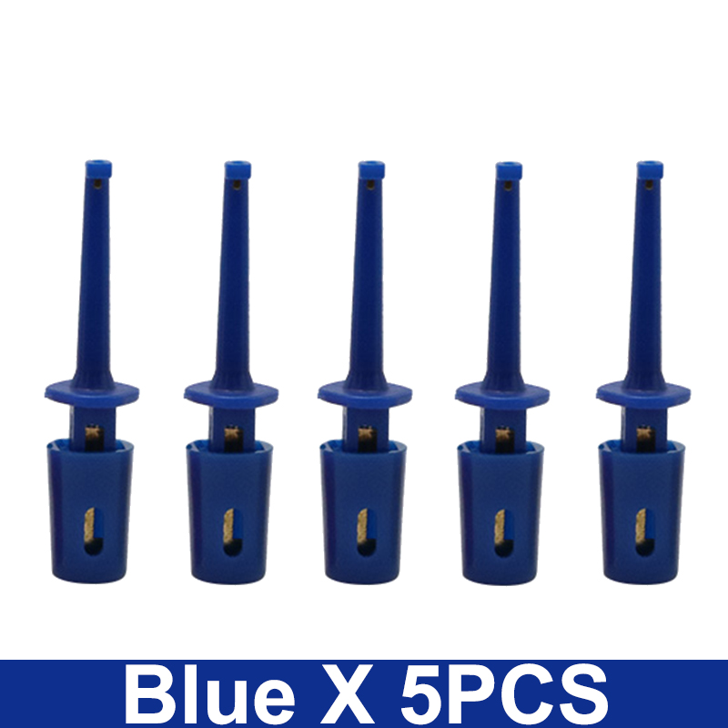 5PCS Mini Single Test Hook Clip Test Probe For Electronic Testing IC Grabber Large Round Crocodile Clip Hook Test Clip: Blue