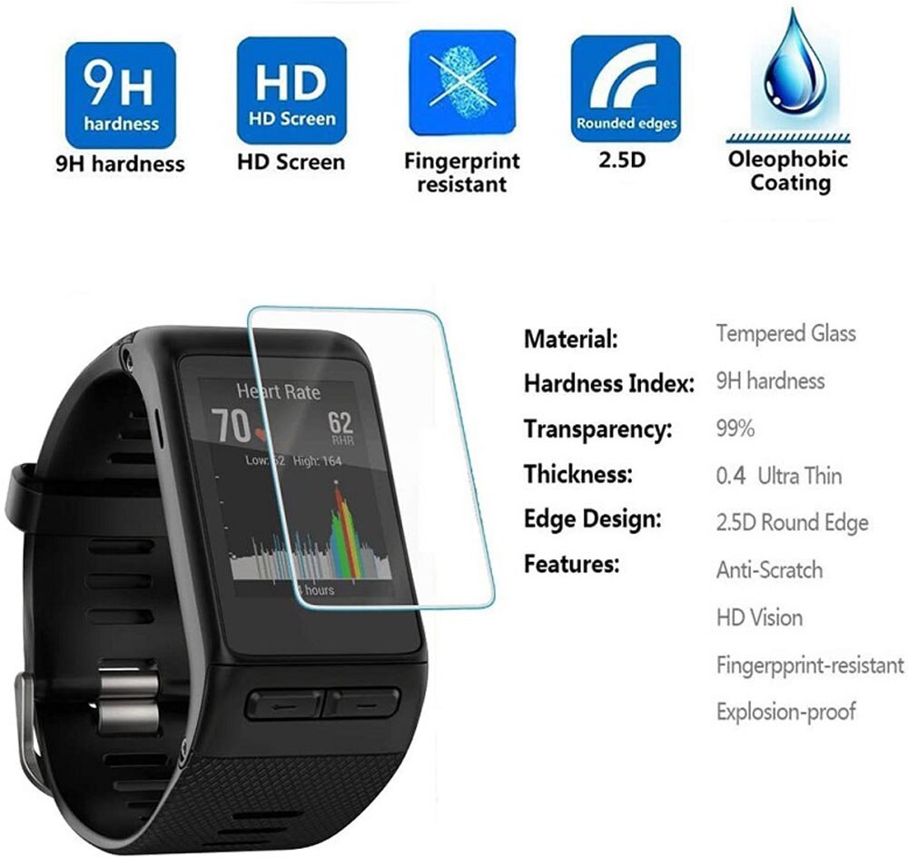 Película protectora TPU antiarañazos 2 uds. Para reloj inteligente Garmin Vivoactive HR, cubierta protectora de pantalla completa transparente a prueba de explosiones