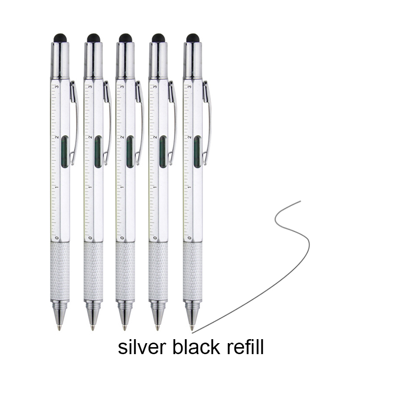 5/10 Stück 7in1 Multifunktionaler Kugelschreiber Handwerkzeug Messtechnik, Lineal, Schraubendreher, Touchscreen-Stift, Wasserwaage: verrotten / 32mm