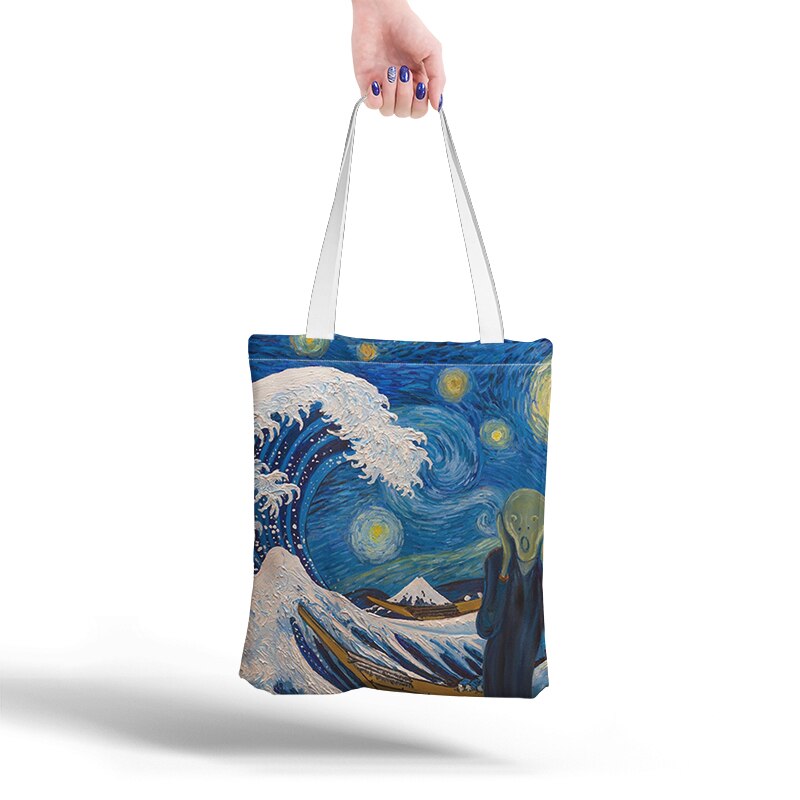 Lieferwagen Gogh Einkaufstasche Grafik Tote Harajuku Käufer Tasche Frauen Leinwand Schulter Tasche Für Weibliche Lustige Eco Große-kapazität sacchetto: Stil7