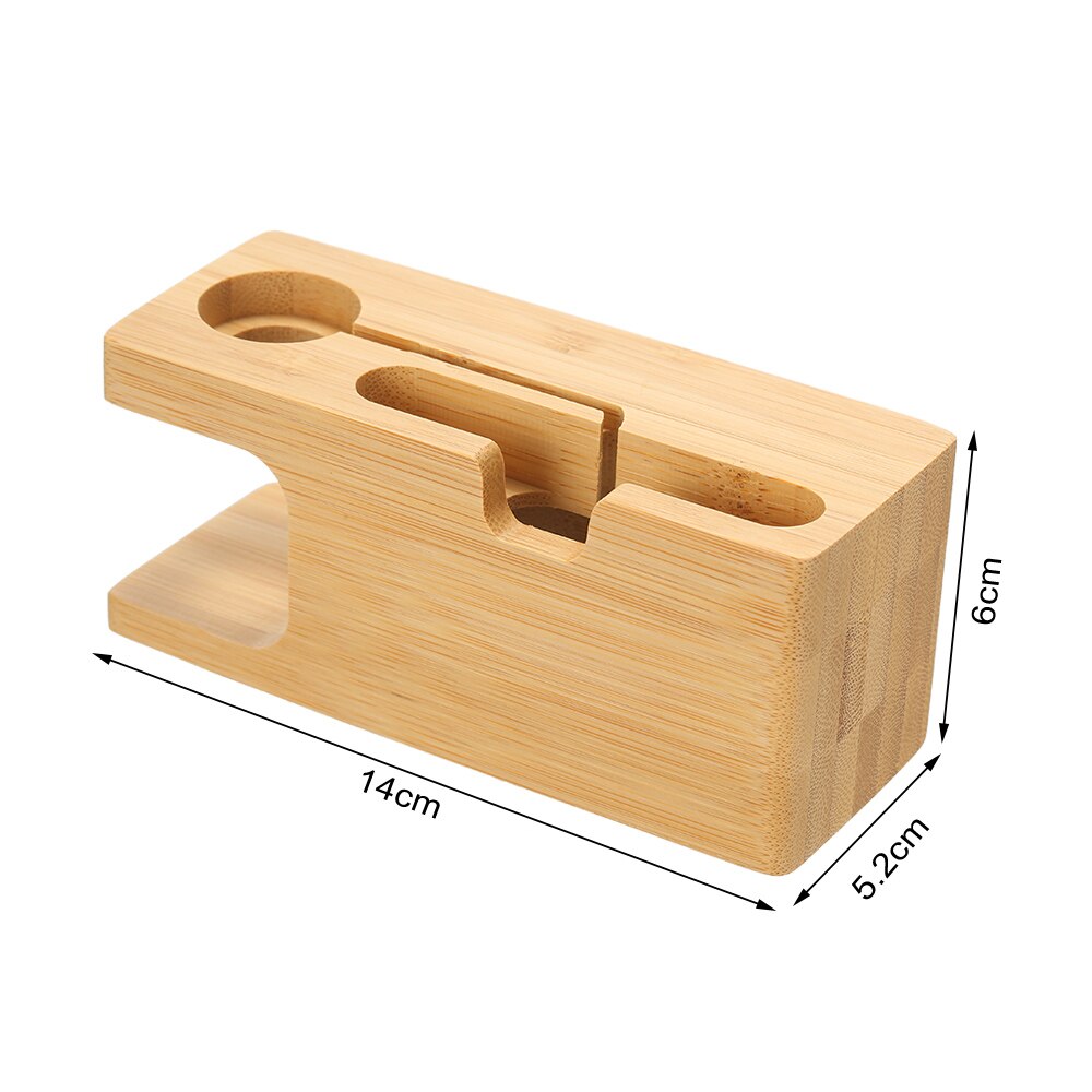 2 in 1 Smartphone Charging Dock Station Bamboo Base Phone Holder Smartwatch Stand Desktop Cradle for Phone Watch