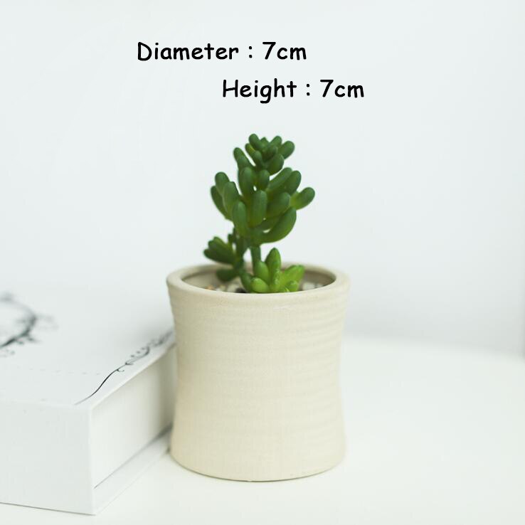 Macetas pequeñas de escritorio para hogar y oficina, maceta redonda gris para plantas, Mini soportes de cerámica para plantas, suculento de Cactus, macetas de flores: 3