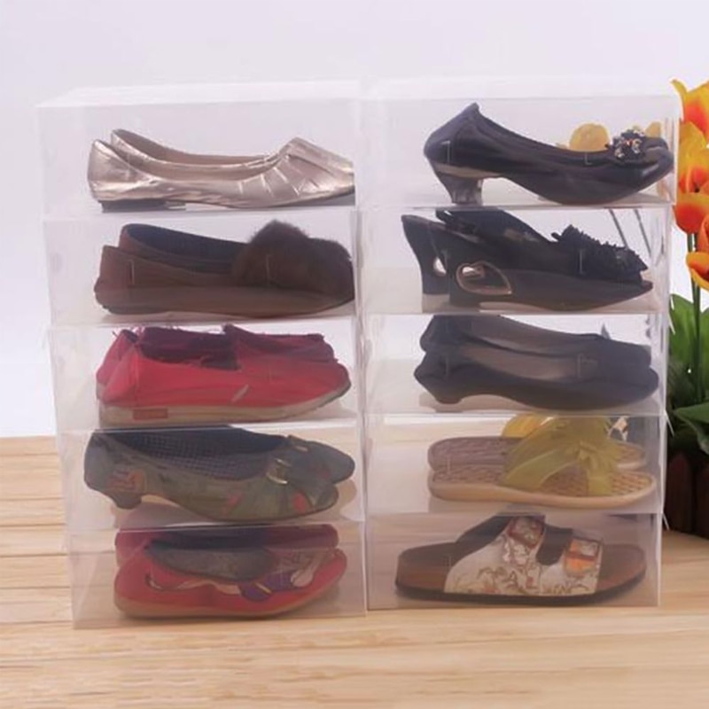 20 stuks doorzichtige opvouwbare plastic opbergdozen voor schoenen, stapelbare organizer de zapatos, schoenendoos, plastic schoenendoos, schoenenorganizer