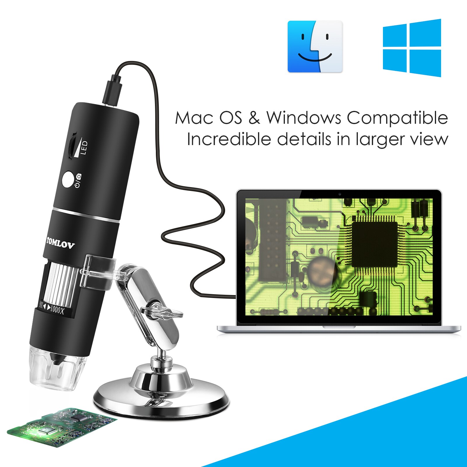 WiFi Digital Microscope 1000X Magnifier Mini Pocket Handheld USB Microscopes Camera 1080P 8Led Magnifier For Smart Phone Repair