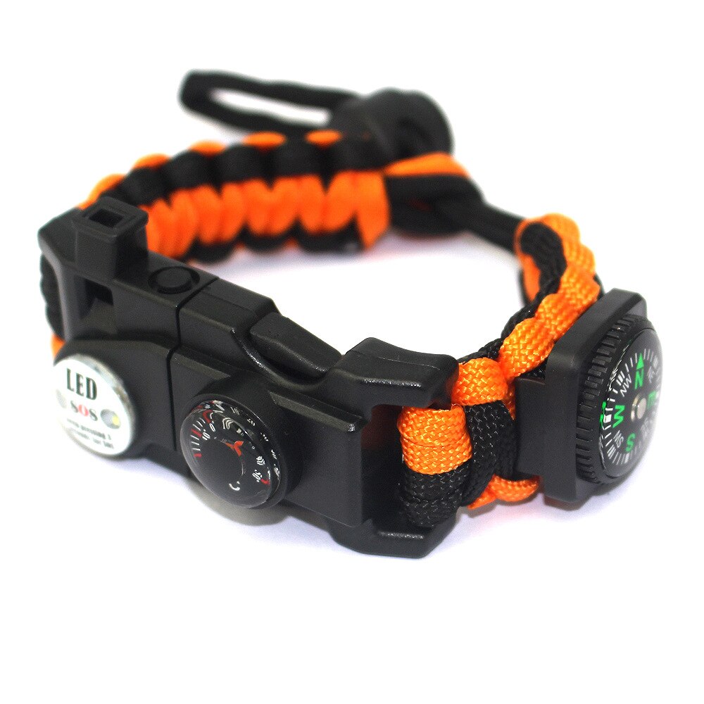 Pulsera de soga de supervivencia LED multifunción para hombre, luz de señal de emergencia multifuncional, silbato deportivo