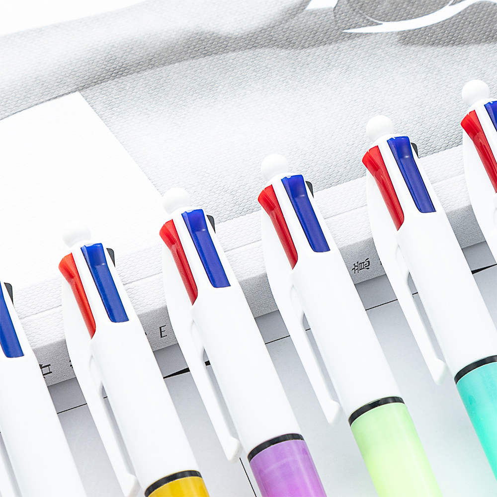 4-kleuren pen Creatieve kleurrijke intrekbare balpennen Multifunctionele pen voor marker schrijfbenodigdheden