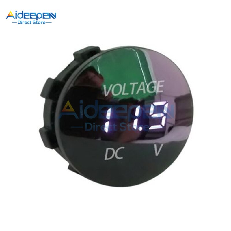 Dc 5v-48v vandtæt ledet display digitalt voltmeter bil motorcykel spændingsmåler spændingstester til auto batteri 12v 24v 36v: Hvid