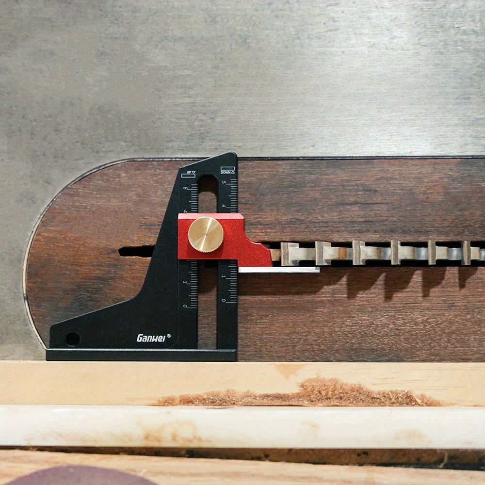 Router Table Height Gauge 0-50mm Adjustable Table Saw Depth Gauge with Height Lock Aluminum Measuring Gauge for Setting Up