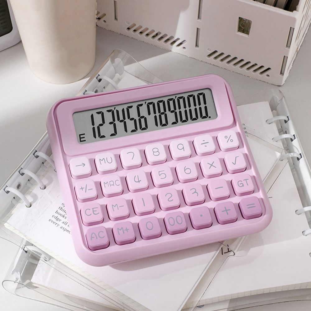 Cute 12 Digits Calculator Easy To Use Portable Finance Calculator Battery Operated Prevent Slipping Student Calculator Business
