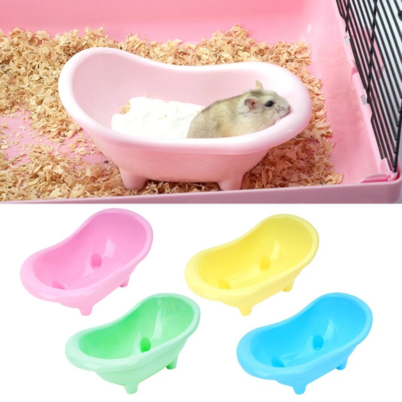 Hamster Sand Bathroom Durable Plastic Sand Bath Container Sandbox Bathing Sand Bowl Cute Bathtub Shape for Gerbil