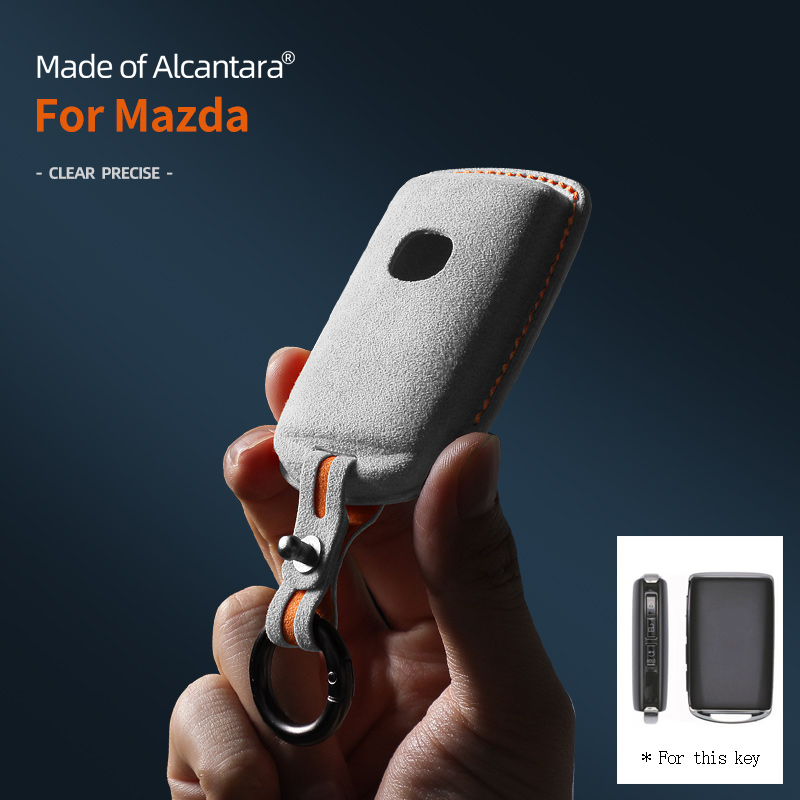 For Mazda 3 6 CX30 CX3 CX5 CX8 CX9 MX30 Car Key Case Remote Cover Shell Suede Alcantara Keychain Leather Protector Accessories