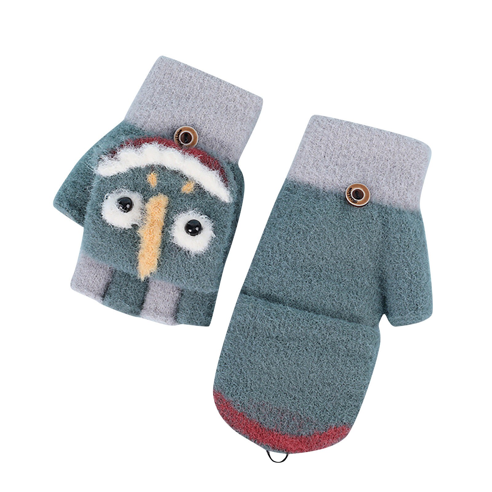 Leuke Dier Fluwelen Handschoenen Meisjes Omgedraaid Half Vinger Handschoenen Guantes Invierno Outdoor Kids Handschoenen Winter Kinderen Handschoenen: GN
