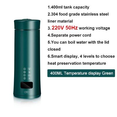 Thermische Isolierung Wasserkocher Temperatur Kontrolle Clever Heißer Wasser Heizung Flasche Kaffee Kessel Reise Tragbare Tee Topf Tasse: Grün