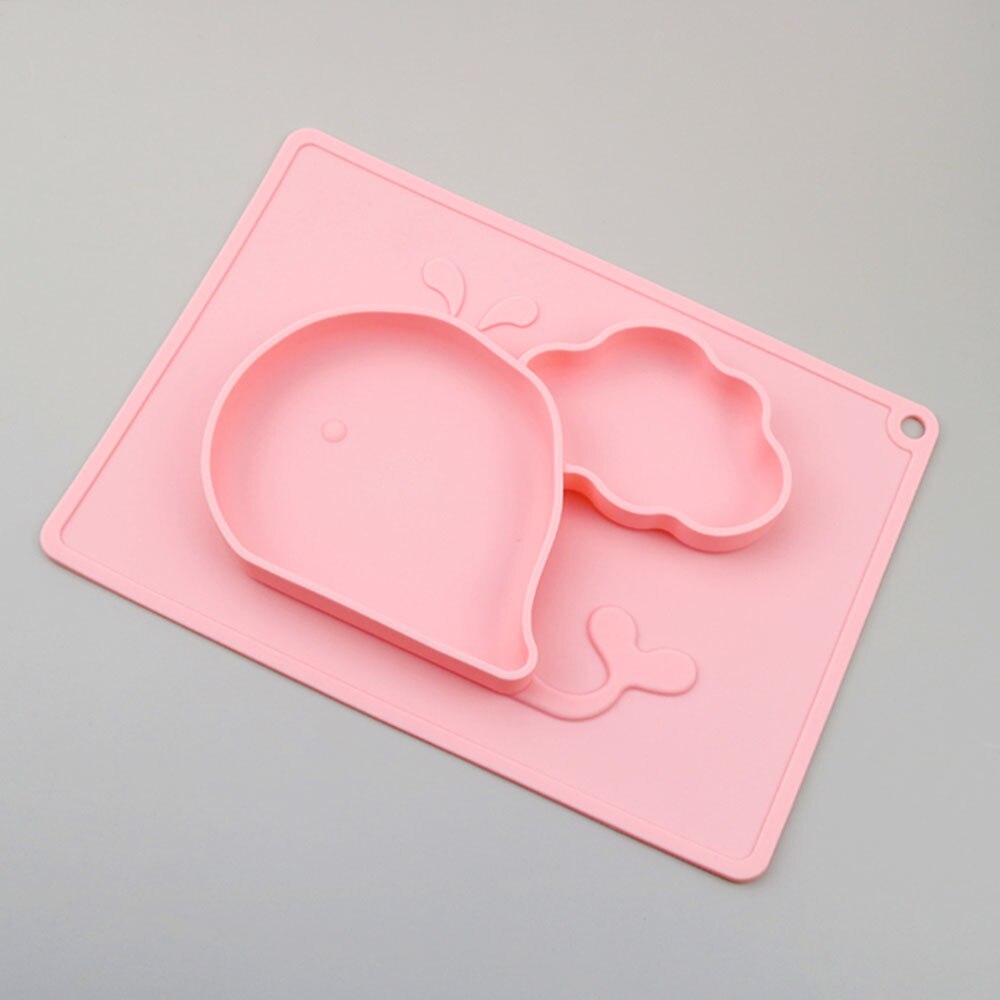 Silicone world Baby Plates Safe Silicone Dining Plate Children Dishes -proof Training Tableware Kids Feeding Silicone Bowls: Pink Whale